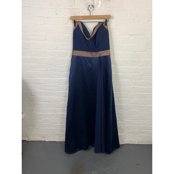Alfred Angelo Women's Halter Bridesmaid Maxi Dress Sleeveless Navy Size XL - Picture 1 of 4